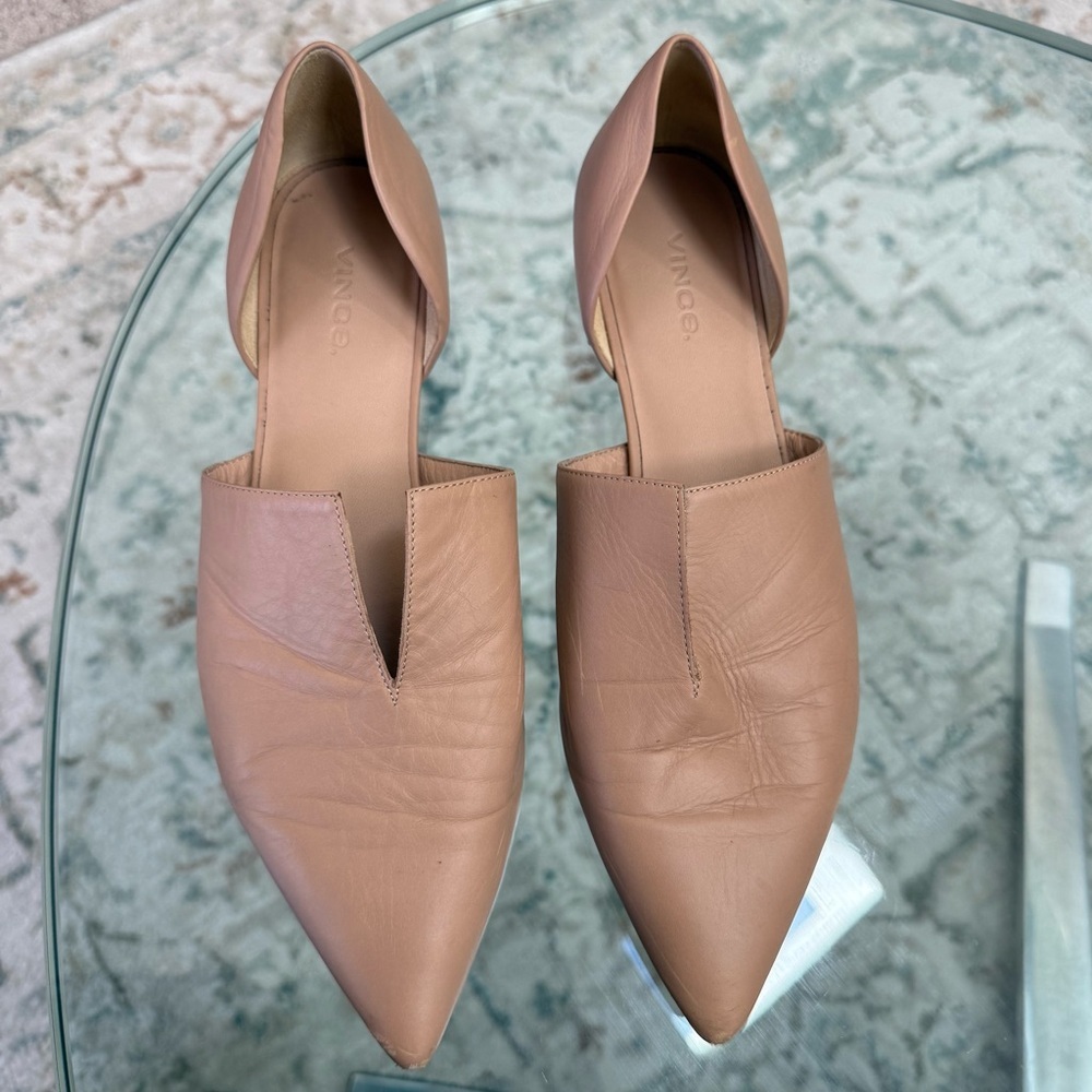 Vince Designer Tan Pinkish Made In Italy Darlington Flats Women’s Size 9 - Picture 9 of 14